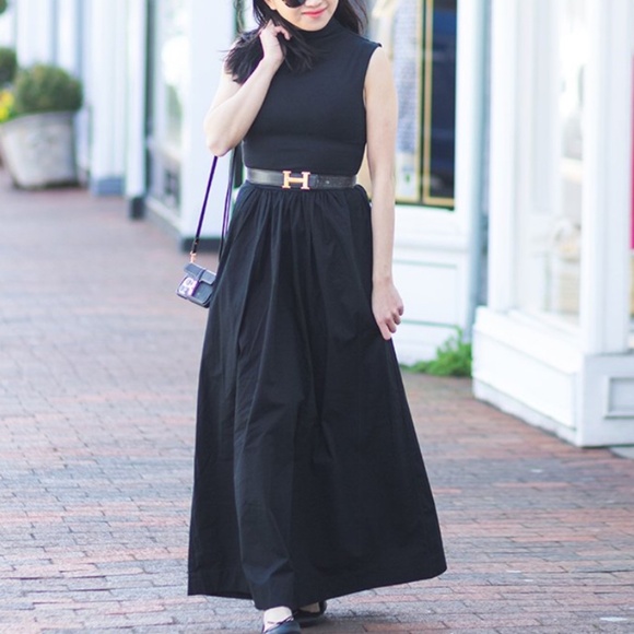 J. Crew Dresses & Skirts - NWT  J.Crew Black Fitted knit mockneck dress with poplin skirt SZ M